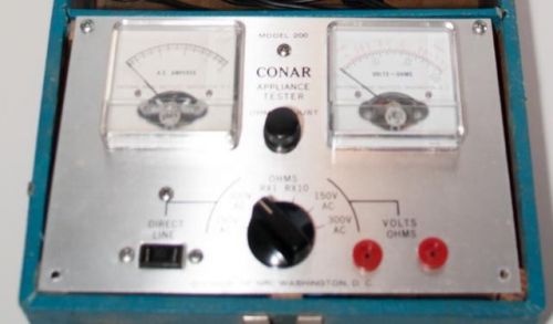 VINTAGE CONAR APPLIANCE TESTER-Model 200 MEASURES AMPERAGE OHMS AND VOLTAGES