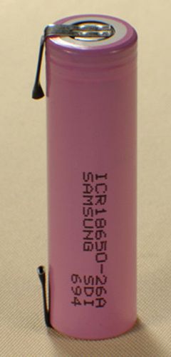 Li-Ion SAMSUNG 18650 3.6V 2.6Ah/2600mAh Cell with Tabs!