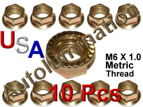 Zinc Plated Flange 10mm Serrated Hex Nut M6 x1.0 Metric Thread Car Body Hardware