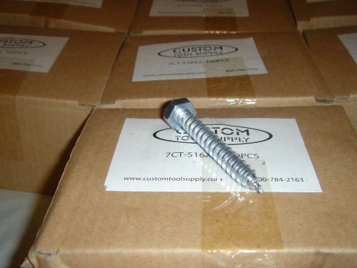 LOT  200 HEX LAG SCREWS 5/16&#034;X2&#034; DISH &amp;  ALL PURPOSE Custom Tool Supply Brand