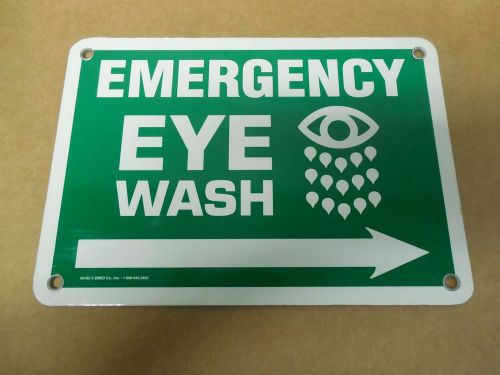 NEW EMED CO. ALUMINUM EMERGENCY EYE WASH SIGN 7&#034;x 10&#034;