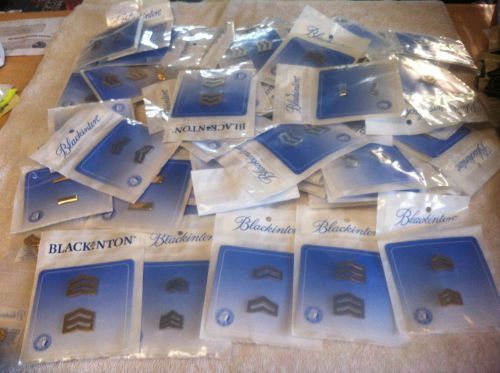 WHOLESALE LOT BLACKINTON RANK PINS LIEUTENANT BARS SERGEANT CHEVRONS LAPEL HAT