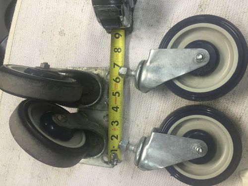 4 -5&#034; Swivel Caster Wheels Rubber Base Poly 2-Top Plate 2-1/2&#034; Stud Heavy Duty