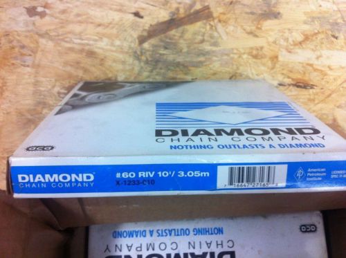 DIAMOND #60 RIV ROLLER CHAIN 10&#039;/3.05M  X-1233-010  5 CONNECTING LINK KITS NIB