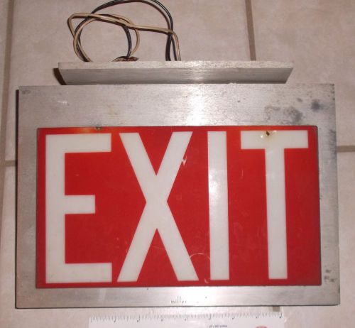 VINTAGE LIGHTED EXIT SIGN---ALUMINUM FRAME---MILLER