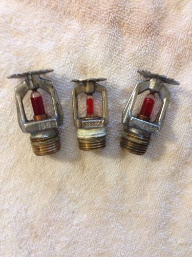 3 vtg  fire sprinkler head  red filled  brass  steampunk industrial for sale