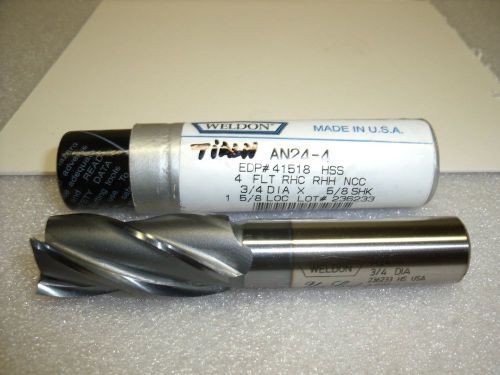 3/4&#034; x 5/8&#034; x 1-5/8” x 3-7/8&#034; 4 FL AN24-5 HSS TiCN HSS NCC Weldon End Mill-W31A