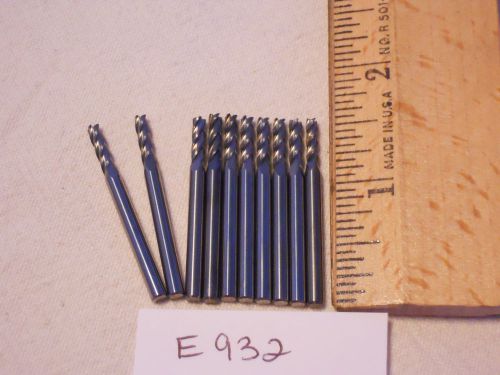 10 NEW 1/8&#034; SHANK CARBIDE END MILLS. 4 FLUTE. USA MADE {E932}