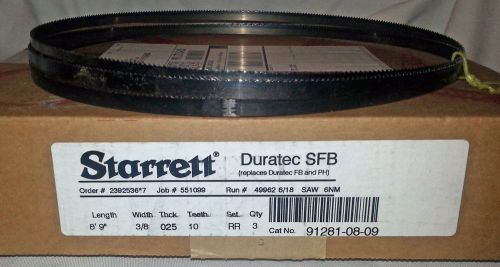 STARRET Duratec SFB 8&#039; 9&#034; x 3/8&#034; x .025 10 TEETH FLEXBACK BANDSAW BLADE * NEW