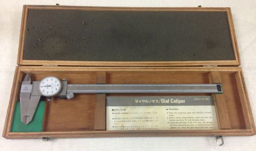 MITUTOYO 12&#034; DIAL CALIPER 505-645-50 0.001&#034; SHOCK PROOF M.N.84 WOODEN CASE