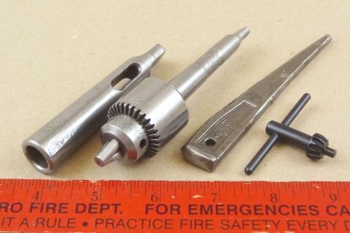 NICE MT1 JACOBS 1A LATHE DRILL CHUCK 0 - 1/4&#034; &amp; MT1 MT2 ARBOR ADAPTER &amp; DRIFT