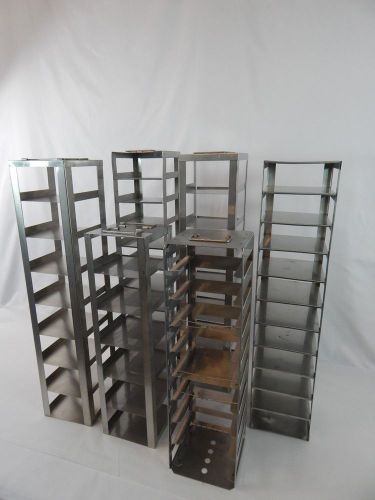 LOT OF 6 ASSORTED CRYOGENIC LAB FREEZER RACKS