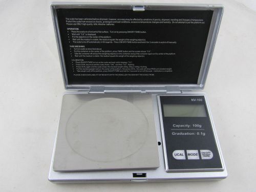 New UCAL NV-100 Portable Pocket &amp; Weighing Scale Capacity 100G, 5&#034; X 3&#034;