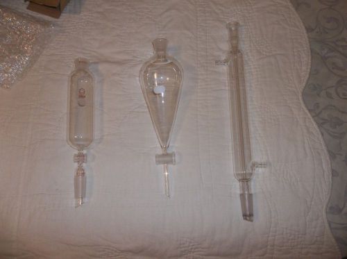 Pyrex Kontes Separatory Funnel 2! &amp; Fractionation Column Distillation Condenser