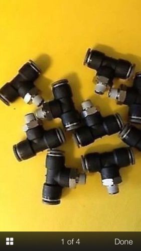 Norgren pneumatic push lock fittings 1/8 npt x 3/8 x 3/8 push lock total of nine for sale