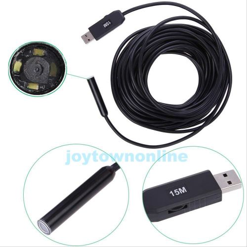 15m 4 led usb 2m waterproof borescope endoscope inspection snake tube camera #jt for sale