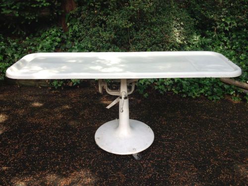 Vintage 1900s Steampunk Industrial porcelain embalming table fully adjustable