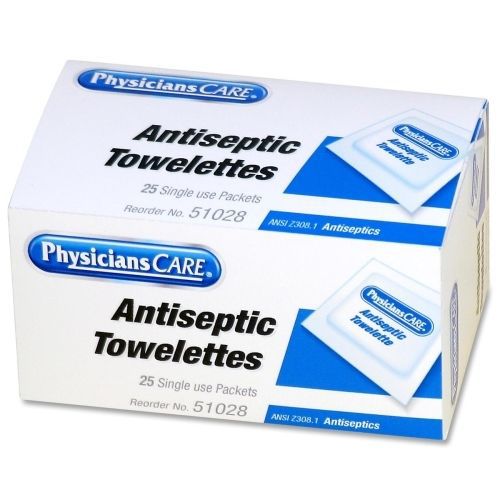 Physicianscare first aid antiseptic towelette refill - 25/box - blue for sale