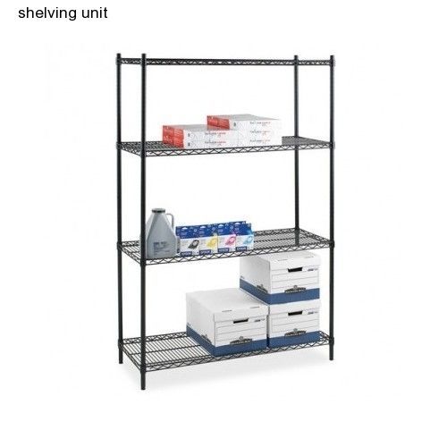 4 PIECE SHELVING UNIT BLACK INDUSTRIAL WIRE STEEL STORAGE PANTRY GARAGE STURDY