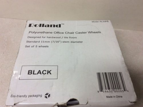 Set of 5 rolland poly office chair caster wheels for hardwood/tile floors (a4) for sale