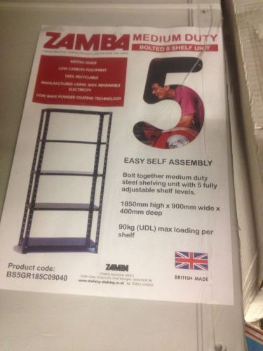 NEW Zamba warehouse Grey Storage Shelving Unit Medium duty 5 Shelves Bolted C153