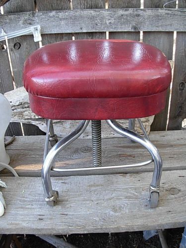 Rare Pedigo Chrome Red Stool for Doctor or Surgeon Office Tattoo Shop