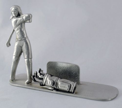 Female Golfer  Business Card Holder Fine Pewter Made in America