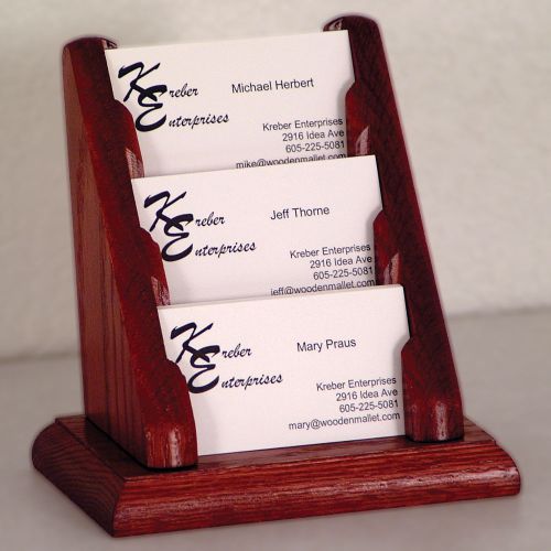 Business Card Holder - 3 Pocket - Mahogany