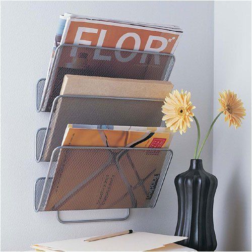 Design Ideas Wall Works Magazine Rack, Small, Silver