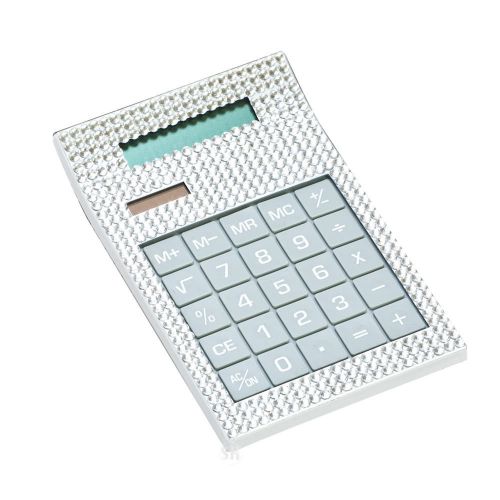 Medium Crystal Rhinestone Clear Solar Powered Calculator Desk Office Supplies