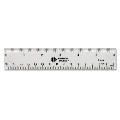 Business Source Ruler - 6&#034;L - 1/16 Graduations- Acrylic- 1 Ea - Clear- BSN32358