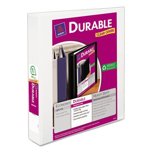 Durable view binder with slant rings, 1-1/2&#034; capacity, white for sale