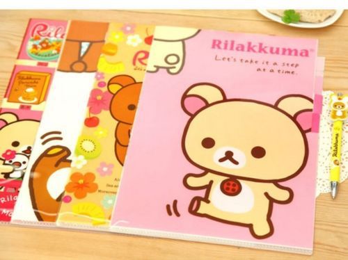 Lot 4pcs Rilakkuma A4 File Folder Document Organizer 5 pockets Bag cute Office