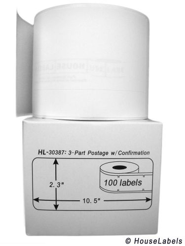 6 rolls of 3-part internet postage labels fits dymo® labelwriters® 30387 for sale