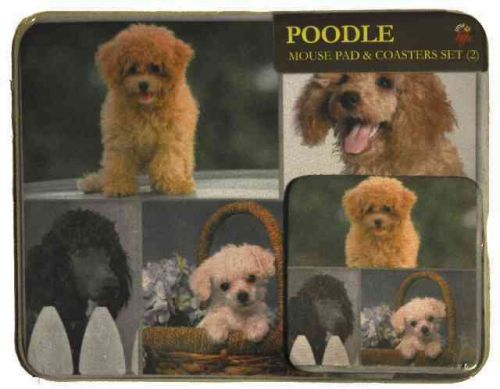 Computer Mouse pad and coaster set Dog series Mousepad Poodle