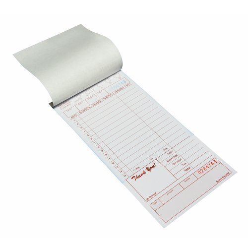 (2000) 2 Part Tan Guest Check Pad Restaurant  8 of 250  (4.2W X 8.5L Bond/Board