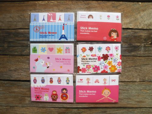 Matryoshka Russian doll Eiffel Ballet Sticky Notes Memo Sticker Bookmark set