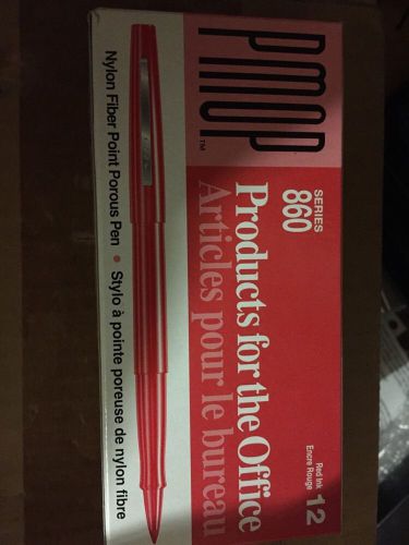 PAPERMATE PMOP 860 RED 862-11 NYLON FIBER POINT 1 DOZEN 12 Pens New!