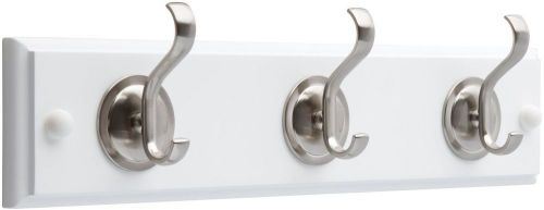 14 Inch Hook Rail/coat Rack With Coat Hat Hooks Flat White Satin Nickel