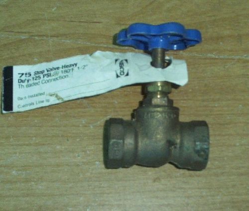 NIBCO 75 STOP VALVE HEAVY DUTY 125 PSI @ 180F 1/2&#034; PIPE