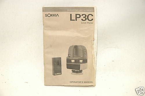 Original Operators Manual Sokkia LP3C Level Planer