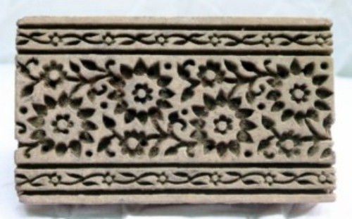 Antique hand craft floral engraved unique textile printing fabric block stamp for sale