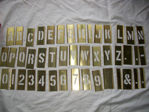 44-Vintage Unused Hanson Brass 4&#034; Stencil Set Lockedge  Interlocking In Box