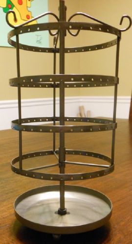 Earring Display Holds 72 Pr Jewelry Countertop Rack 13&#034; H Rotating Spins Metal