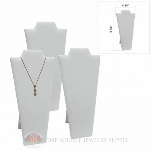 (3) White Velvet 8 7/8&#034; Padded Pendant Necklace Display Easel Neckform Stand