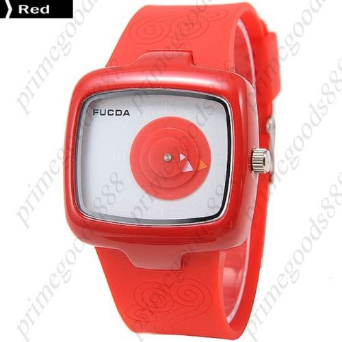 Unique Oblong Case Analog Quartz Wrist Lady Ladies Wristwatch Women&#039;s Red