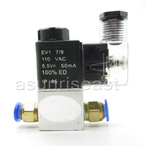 Pneumatic Air Solenoid Valve AC110V NC + 4mm Fittings 2 Way 2 Position 2V025-08