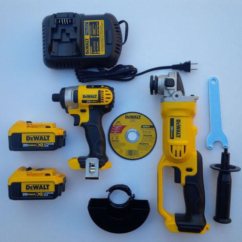 Dewalt dcf885 20v 1/4 impact,dcg412 grinder, 2 dcb204 batteries, charger 20 volt for sale