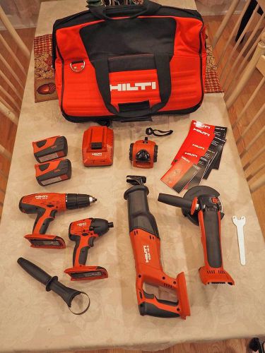 NEW HILTI CORDLESS 5 Tool Lithium Ion COMBO 18V 21.6v Kit Set 2 3.3Ah Batteries