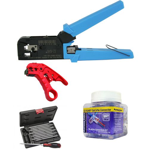 Platinum Tools 100004C EZ-RJ45 Crimper, Cat5/5e Jar Connectors, Cutter, Kit